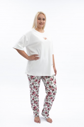 Пижама жен.(футболка,брюки пижам.) В219376 В219376 СВIТАНАК трикотаж оптом