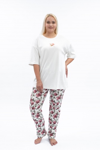 Пижама жен.(футболка,брюки пижам.) В219376 В219376 СВIТАНАК трикотаж оптом